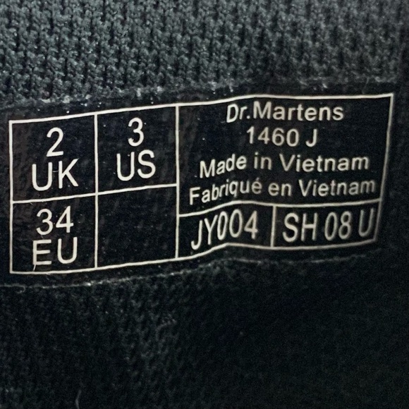 Girl's DOC Dr MARTENS White LEATHER Lace Up COMBAT Ankle 1460 J  BOOTS  Size  3 - Picture 5 of 7